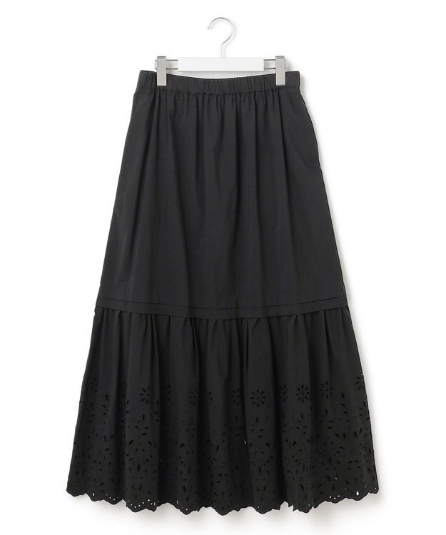 23区 【SLOW/一部店舗限定】フラワーエンブロイダリー スカート ブラック系