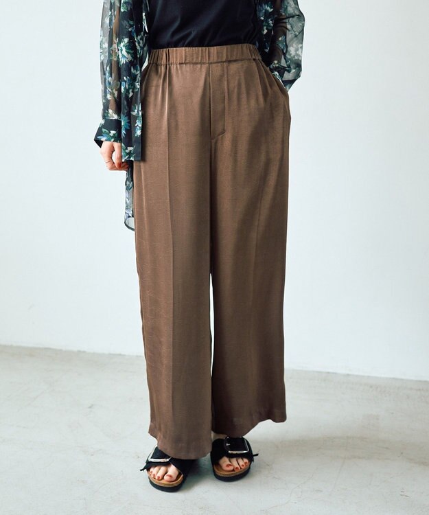 YECCA VECCA ヴィンテージサテンストレートパンツ Brown