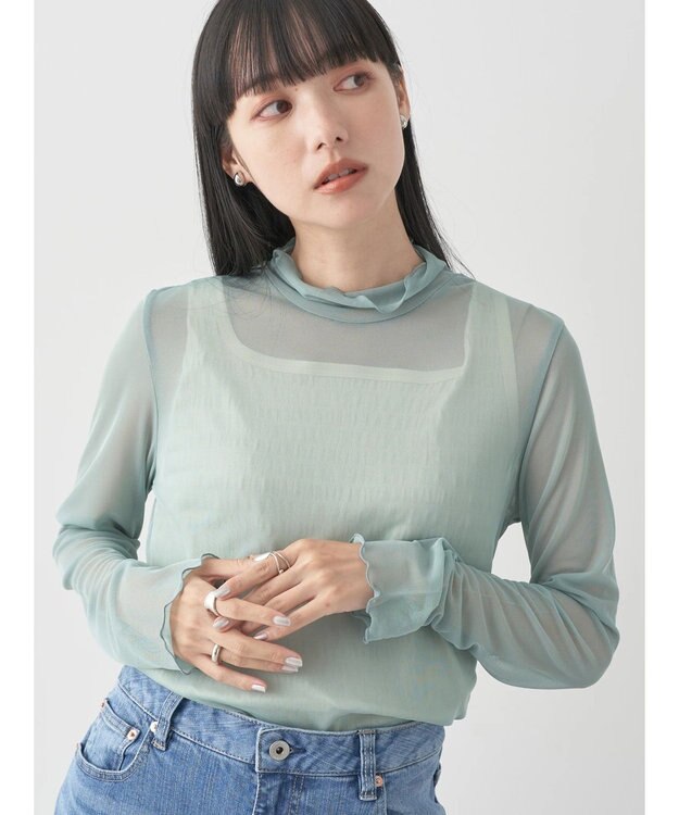earth music&ecology シアーハイネックメロープルオーバー Mint