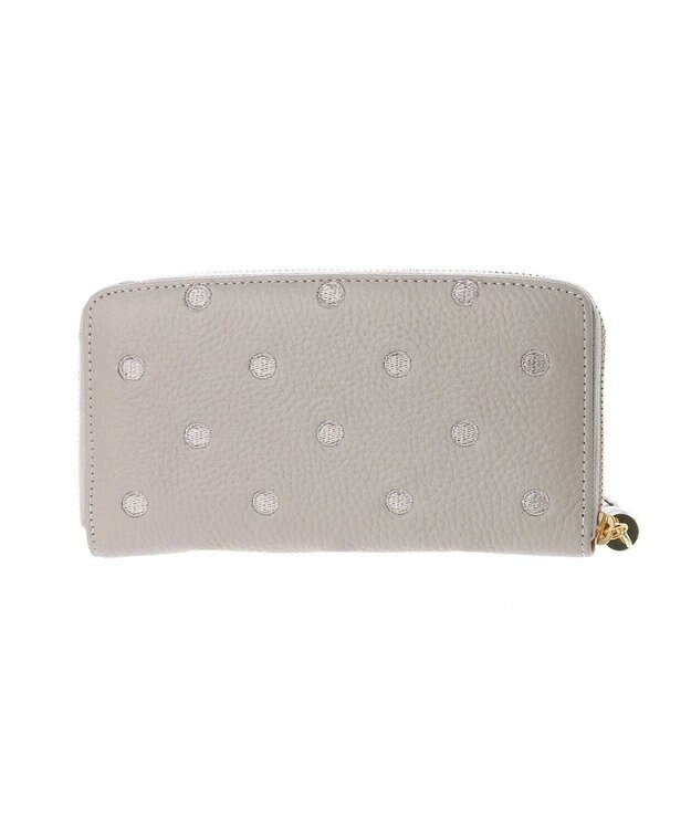 UNBILLION ペルケ perche / 牛革ドット刺繍ラウンド長財布 ライトグレー