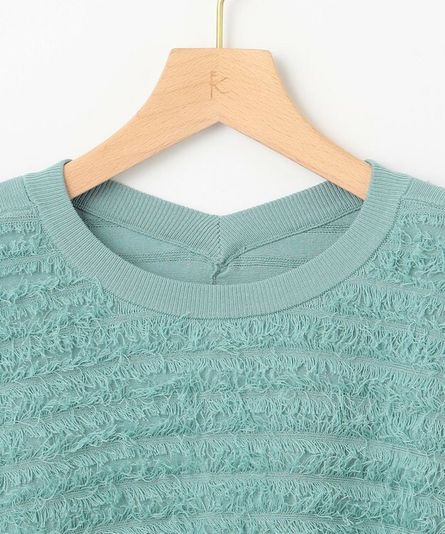 組曲 【WEB限定】カットジャガードドルマンスリーブ ニット ブルー系