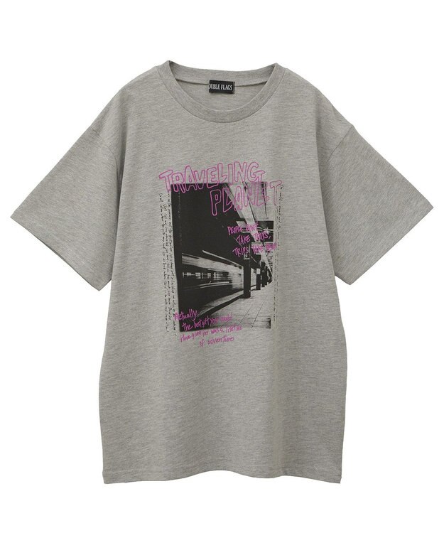 Green Parks ・ＤＯＵＢＬＥ　ＦＬＡＧＳ　フォトプリントＴＥＥ Gray Mixture