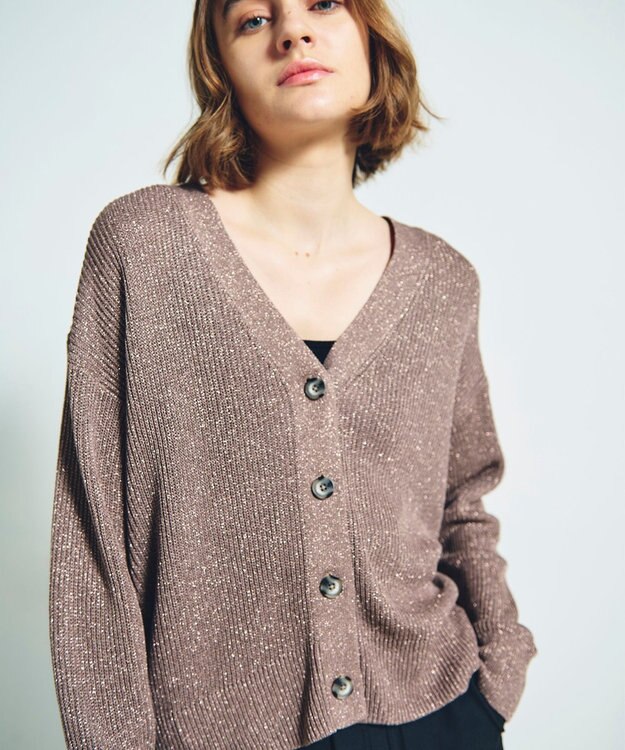 GRACE CONTINENTAL ラメニットカーディガン グレー