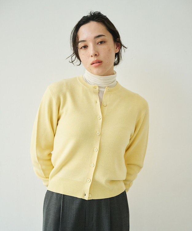 #Newans 【カシミヤ混】コンパクトニットカーディガン イエロー