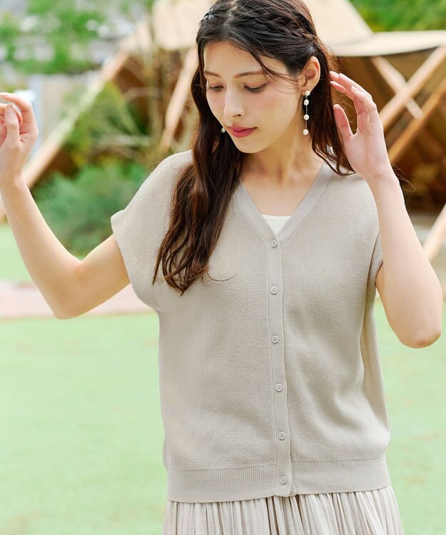 Tiaclasse 【洗える】リネンタッチカーディガン アイボリー