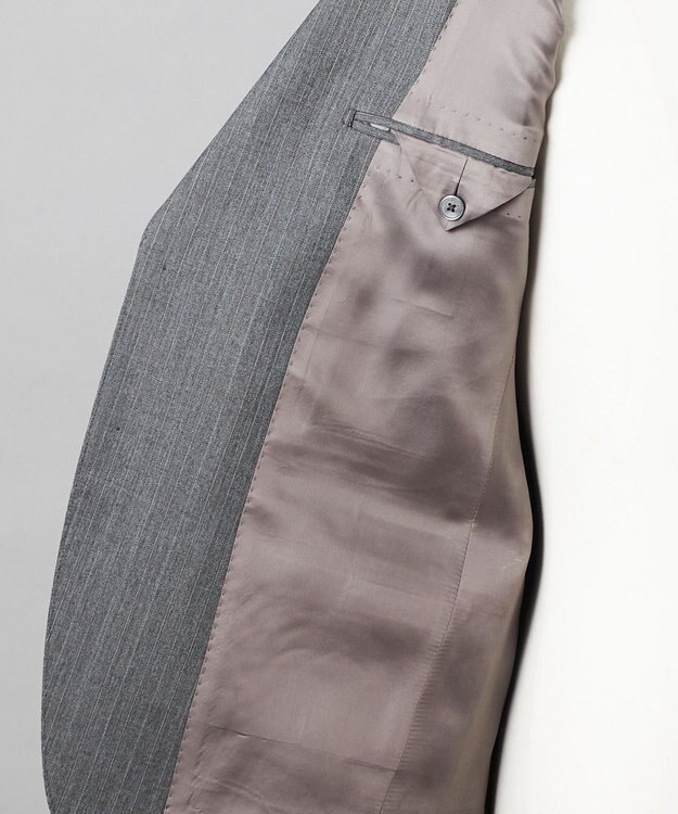 GOTAIRIKU 【御幸毛織】ドライスピナーツイルストレッチスーツ_グレーストライプ ライトグレー系1