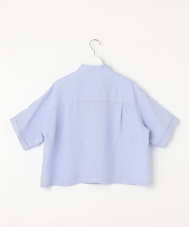 23区 L 【洗える】LIBECOリネン クロップド シャツ ライラック系