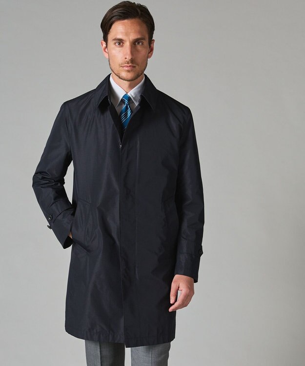 GOTAIRIKU メランジシャンブレー ステンカラーコート グレー系