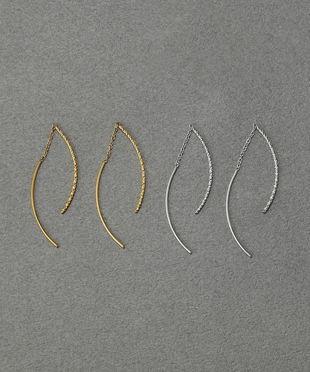 Phoebe 〈金属アレルギー対応〉クロスラインアメリカンピアス　ゴールド　ねじれ/ひねり/ステンレス ゴールド