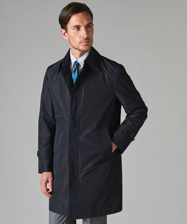 GOTAIRIKU メランジシャンブレー ステンカラーコート グレー系