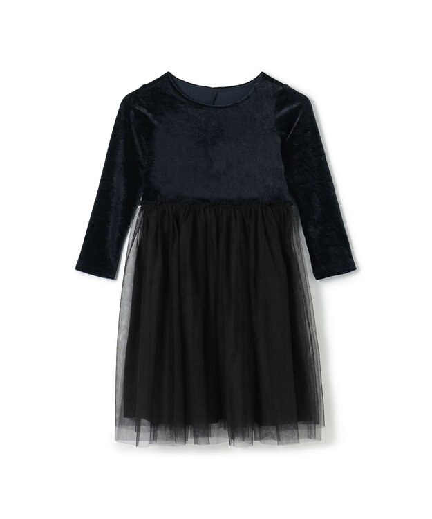 Chacott velour combi dress (kids) ブラック（ワッシャーベロア）