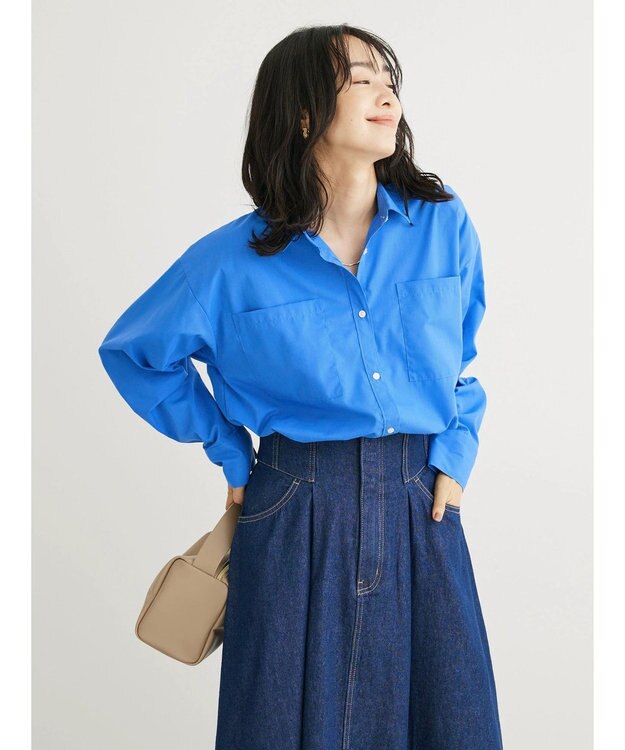 Green Parks 胸元ポケットイージーケアシャツ Blue