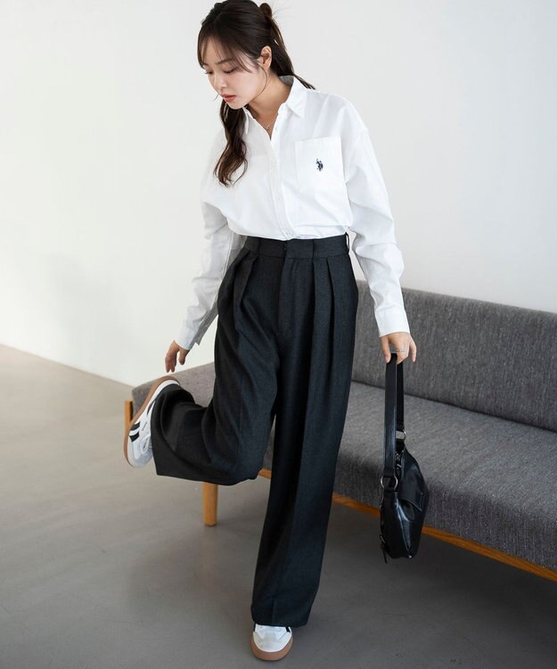 WEGO 【25年秋新色登場★】U.S. POLO ASSN.別注ロングスリーブシャツ ホワイト