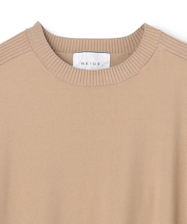BEIGE， 【WEB限定・洗える】WILLOW / ストレッチクルーネックリブニット Milk Tea
