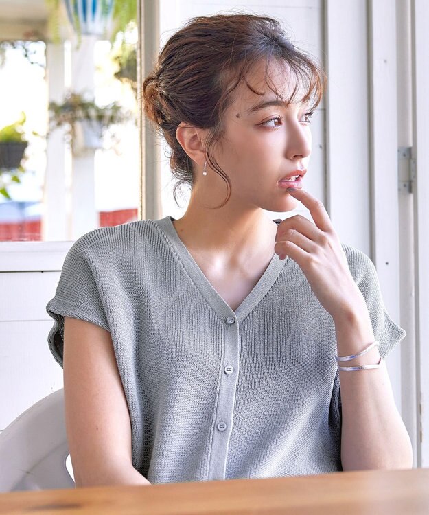 Tiaclasse 【洗える】リネンタッチカーディガン グレー