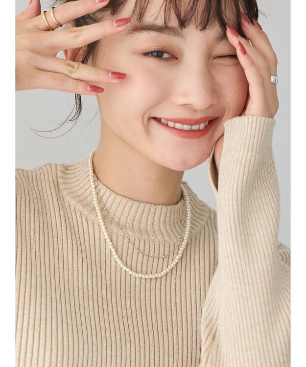 AMERICAN HOLIC ベビーパール・メタルボールＳＥＴネックレス Silver