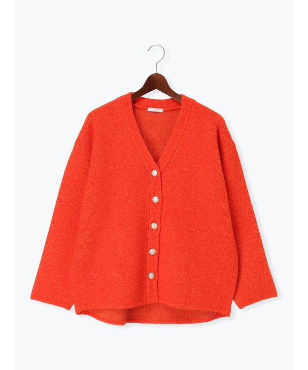 Te chichi 起毛ミドルVネックカーディガン オレンジ