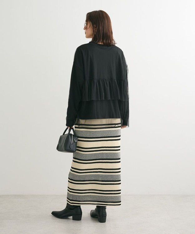 Green Parks ・ＥＬＥＮＣＡＲＥ　ＤＵＥ　チュールレイヤードロンＴＥＥ Black