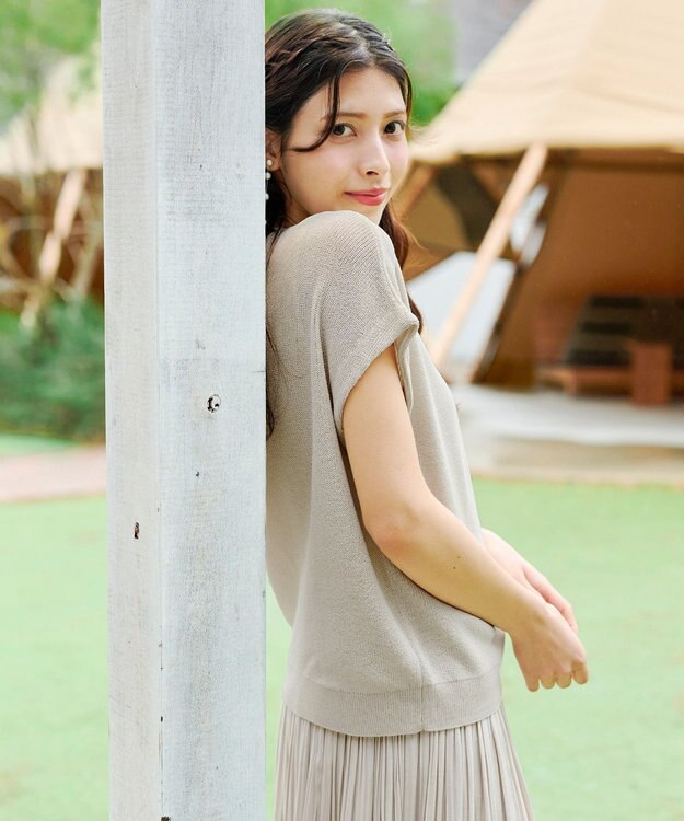 Tiaclasse 【洗える】リネンタッチカーディガン アイボリー