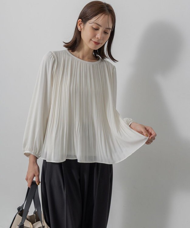 組曲 S 【WEB限定】ジョーゼットシフォンプリーツ ブラウス アイボリー系
