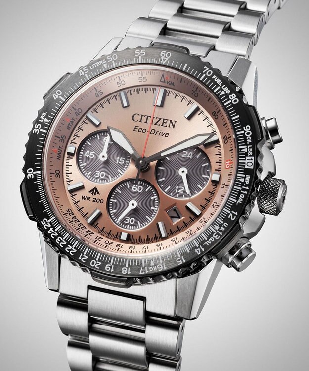 CITIZEN 【40mmケース クロノグラフ】電池交換不要 航空計算尺機能搭載モデル CA4664-60X