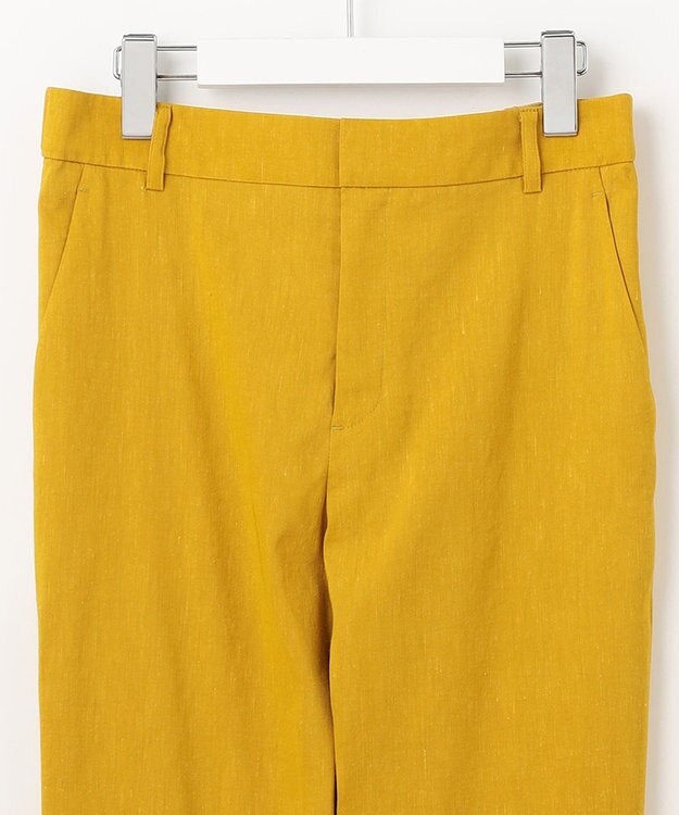 23区 L 【洗える】リネンレーヨンストレッチ テーパードパンツ イエロー系