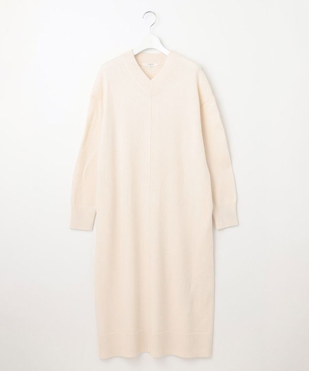 23区 S 【SLOW/一部店舗限定】ニットトータル Vネック ワンピース ホワイト系