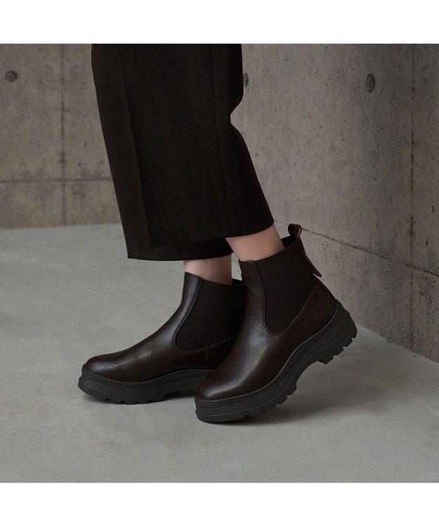 MODE ET JACOMO <carino>厚底サイドゴアブーツ ダークブラウン