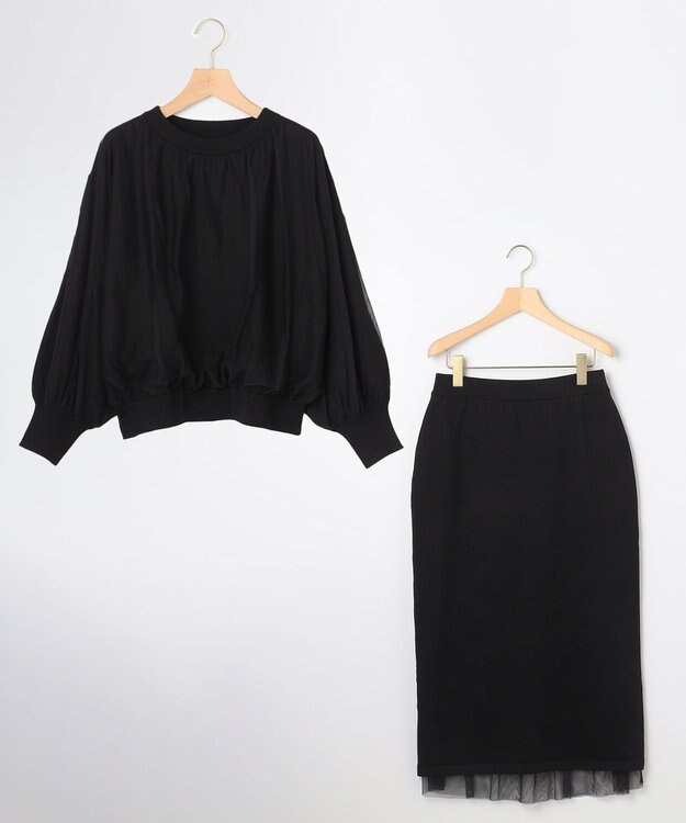 組曲 S 【WEB限定】チュールニット×リバーシブルスカート セット ブラック系