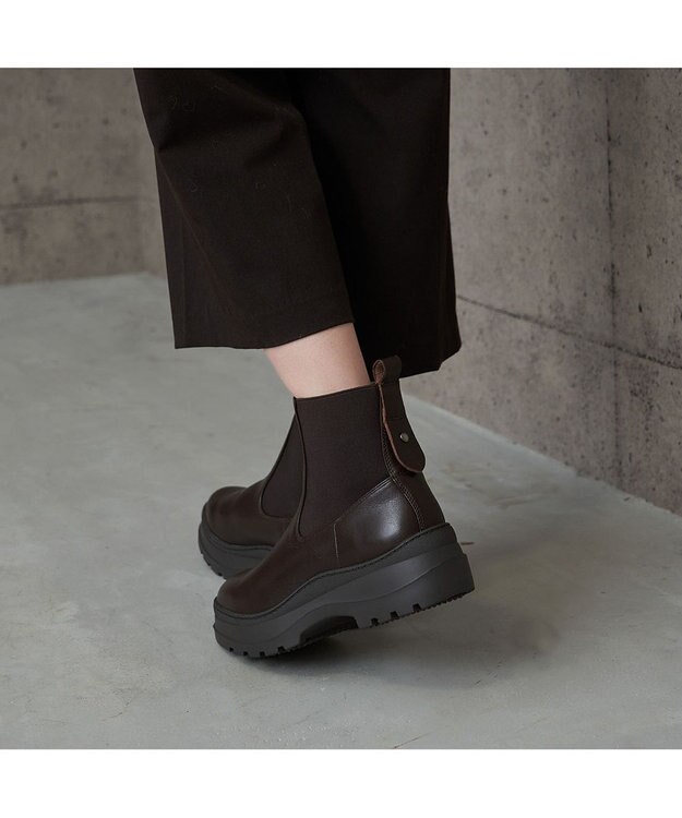 MODE ET JACOMO <carino>厚底サイドゴアブーツ ダークブラウン