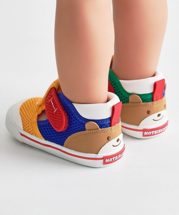 MIKI HOUSE HOT BISCUITS 【14-15cm】かかと顔 メッシュ セカンドベビーシューズ マルチカラー