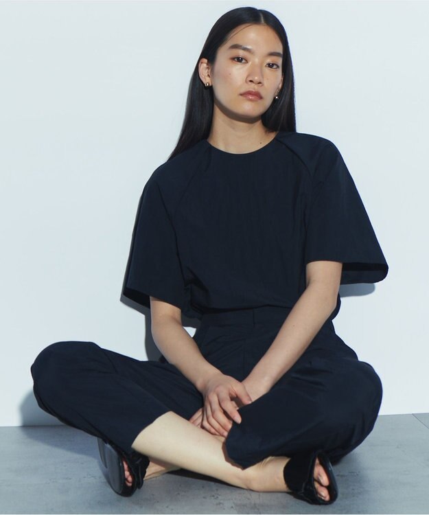 NAVE 【ReNAVE　撥水機能・UVカット・透湿・接触冷感・洗える】ナイロンタスランシャツブラウス ブラック系