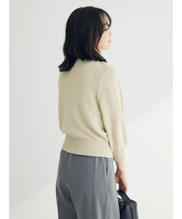 Green Parks ラメ５分袖コンパクトニットプルオーバー Gold