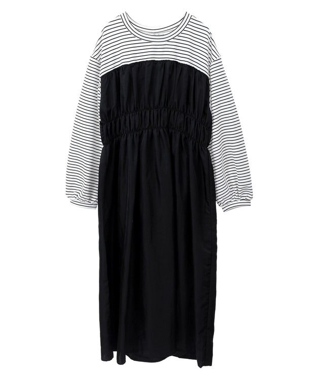 Green Parks シャーリングドッキングワンピース Black