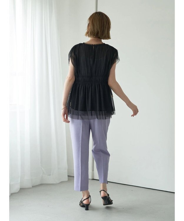 YECCA VECCA チュールギャザーブラウス Brown