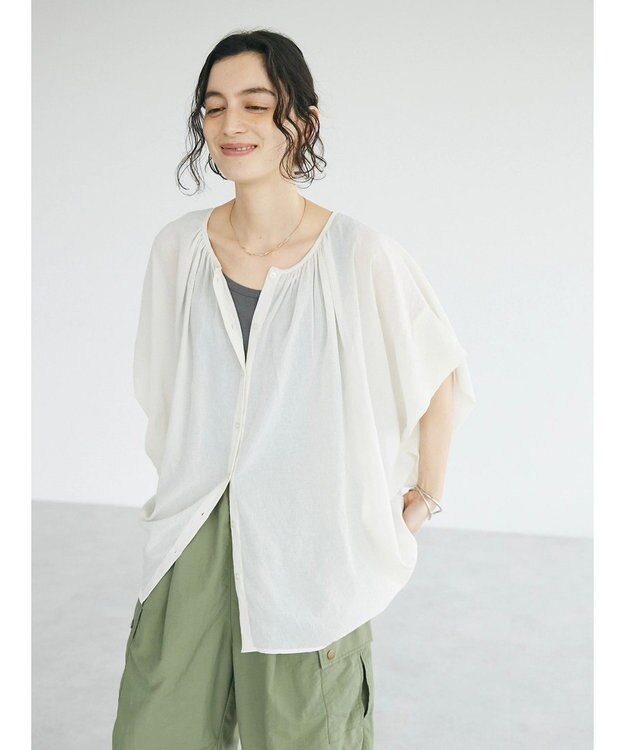 CRAFT STANDARD BOUTIQUE ウ゛ィンテージボイル２ＷＡＹタックブラウス Off White