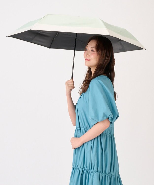 MOONBAT 【遮光100％/３秒で折りたためる日傘】晴雨兼用 折りたたみ傘 ウラワザ バイカラー ライトグリーン