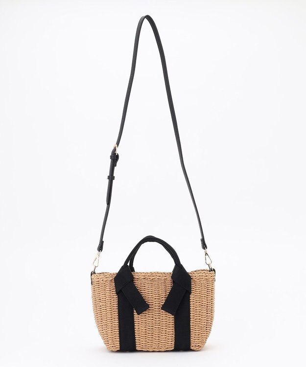 LA BAGAGERIE 【MONICA】リボンハンドル2WAYかごバッグ ブラック
