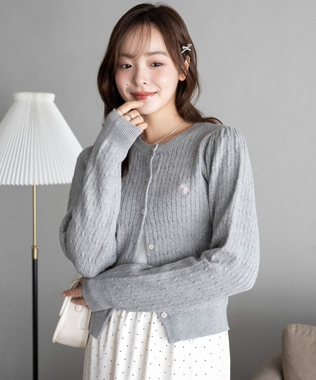 WEGO 【26年春新作】別注USPOLOケーブルニットカーデ グレー