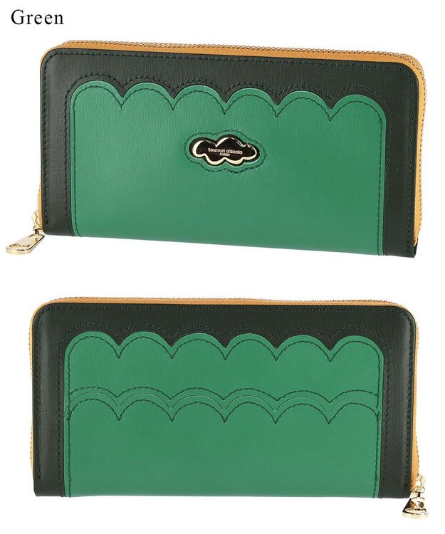 tsumori chisato CARRY スカラップコンビ ラウンドファスナー長財布 グリーン