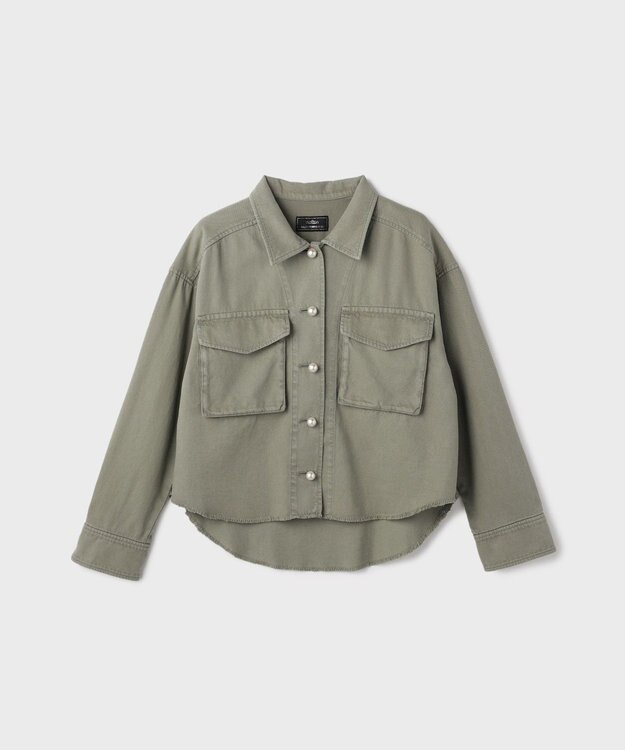 GRACE CONTINENTAL パール釦ピグメントシャツ カーキ