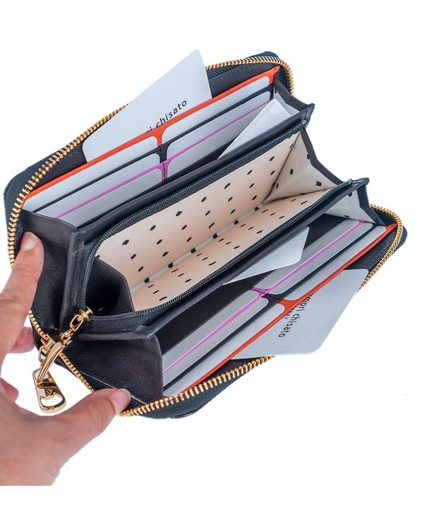 tsumori chisato CARRY スカラップコンビ ラウンドファスナー長財布 ブラック