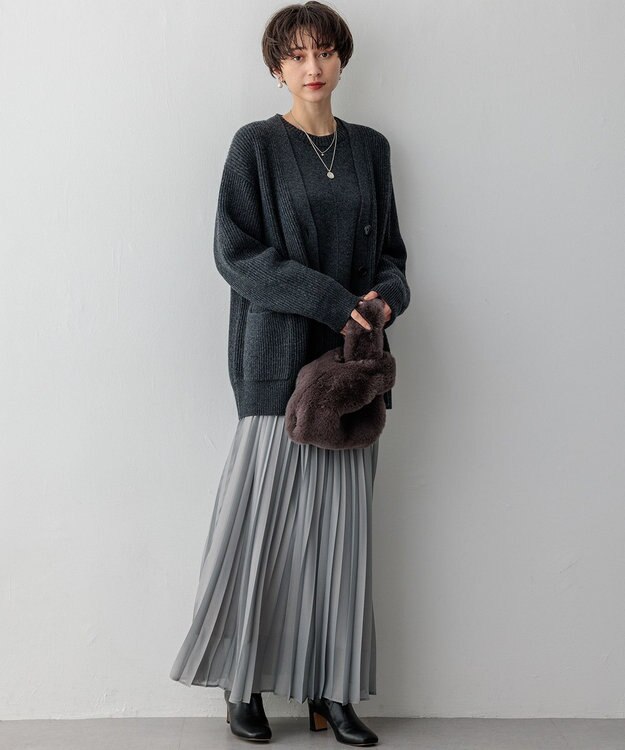 23区 【洗える】カシミヤブレンド ニット カーディガン グレー系