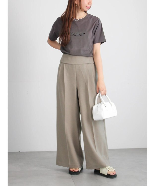 Te chichi フロッキープリントロゴTシャツ チャコールグレー