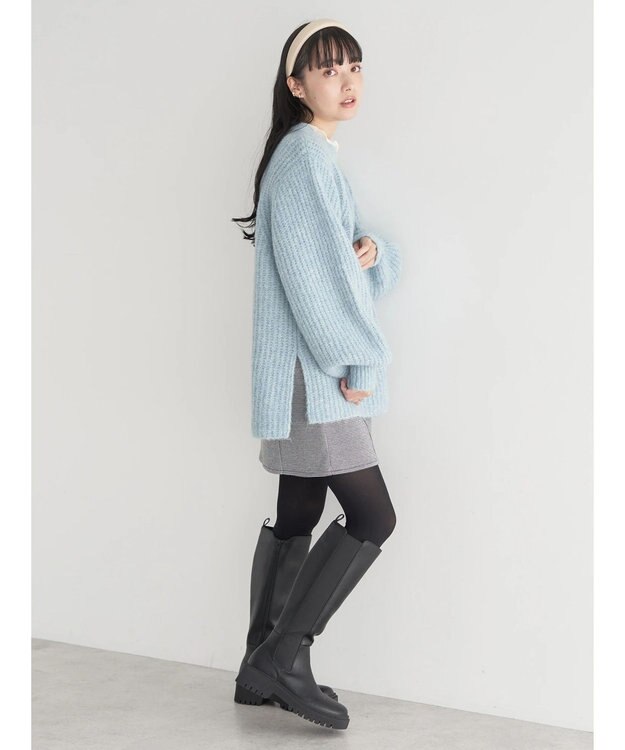 earth music&ecology フワフワＭＩＸヤーンチュニック Light Blue