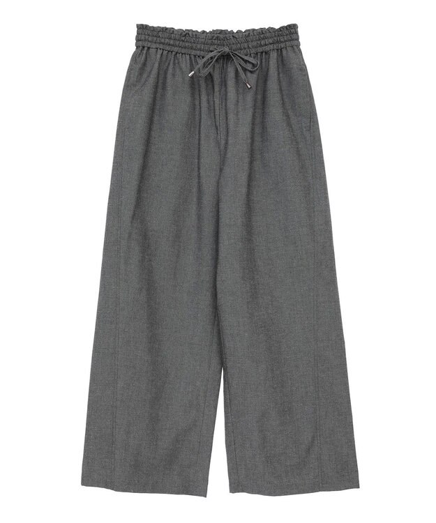 Green Parks 綿麻混イージーワイドパンツ Gray Mixture