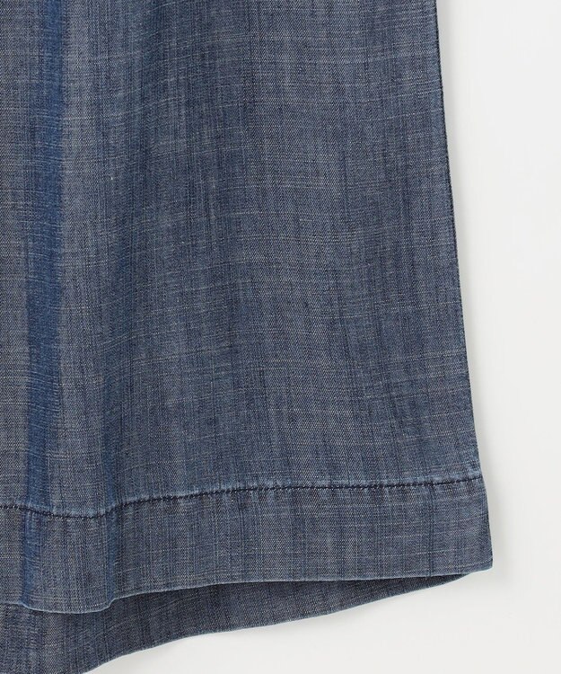 自由区 【洗える・XSサイズあり】テンセルリネンデニムワイド パンツ ネイビー系