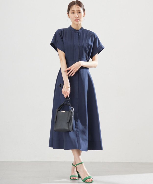 組曲 S 【洗える・ドライタッチ】シアーボイルフロントタック ワンピース ネイビー系