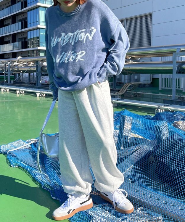 WEGO ヴィンテージウォッシュニットプルオーバー ブルー