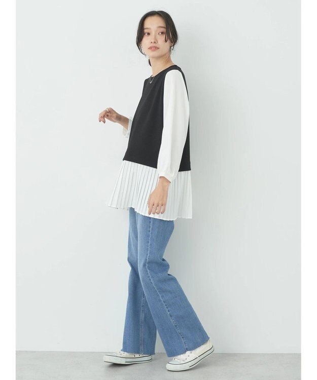 earth music&ecology プリーツドッキングプルオーバー Black